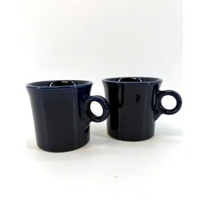 Set of 2 Fiesta Ware Cobalt Blue Coffee Mugs Ring Handle Homer Laughlin HLC USA